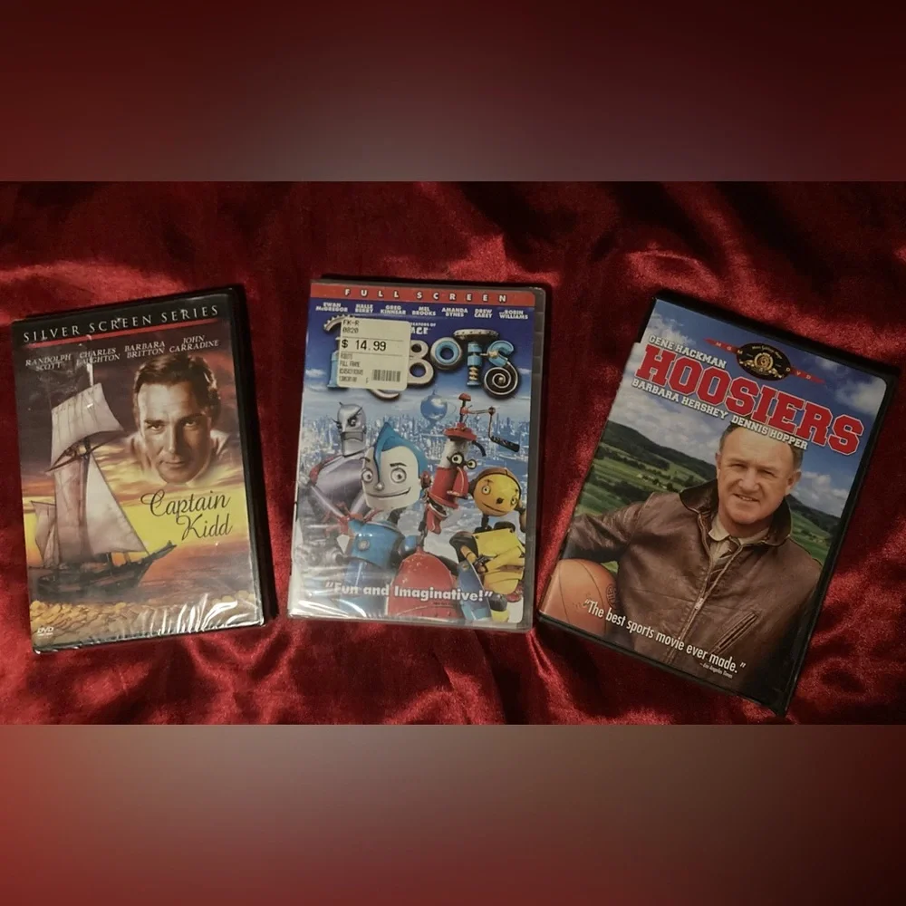 Lot of 3 DVDs: Captain Kid, Robots, and Hoosiers